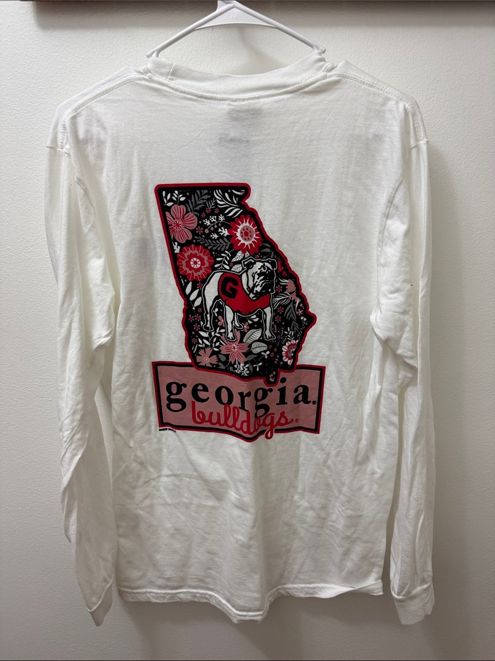 NWT Comfort Colors White Long-Sleeve Tee with Georgia Bulldogs Chest Logo